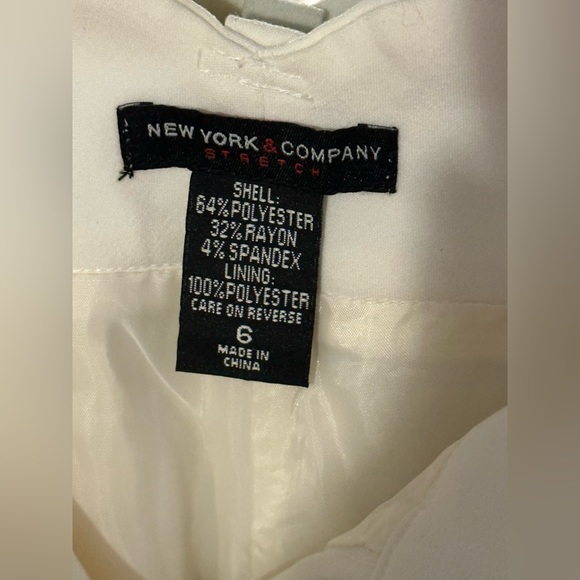 White, NY&C Relaxed fit, Business Professional Work Trousers, Size 6 - Picture 2 of 5